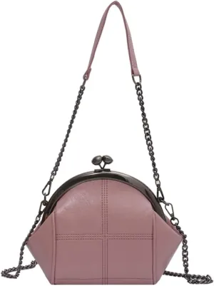 Downupdown Women Purses Handbags Kiss Lock Satchel Bag Chain Shoulder Bag PU Leather Hobo Bags Crossbody Bag Clutch Wallet