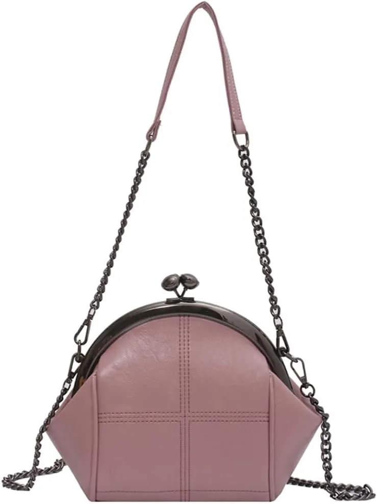 Downupdown Women Purses Handbags Kiss Lock Satchel Bag Chain Shoulder Bag PU Leather Hobo Bags Crossbody Bag Clutch Wallet