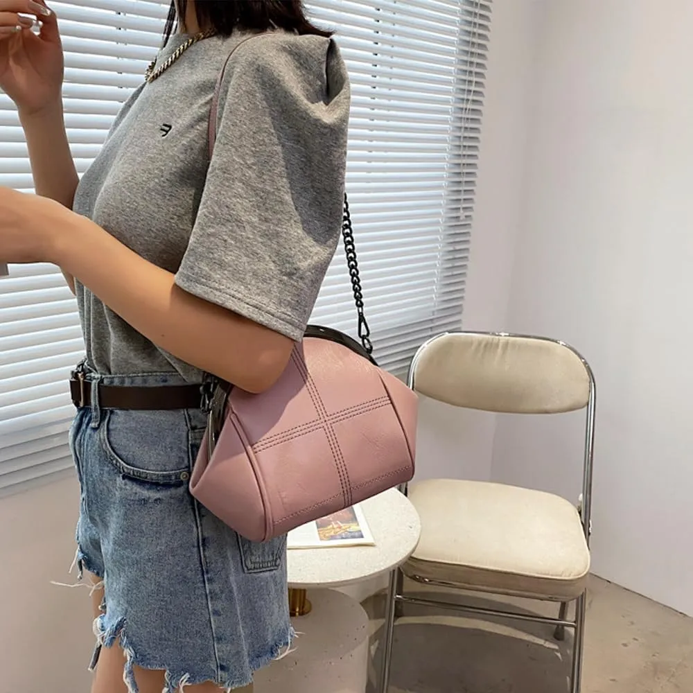 Downupdown Women Purses Handbags Kiss Lock Satchel Bag Chain Shoulder Bag PU Leather Hobo Bags Crossbody Bag Clutch Wallet