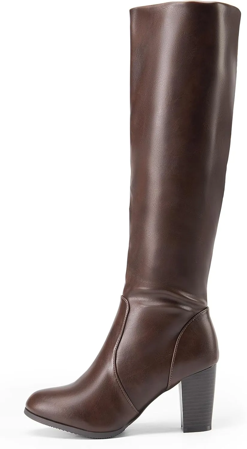 DREAM PAIRS Women's Chunky Heel Knee High and Up Boots