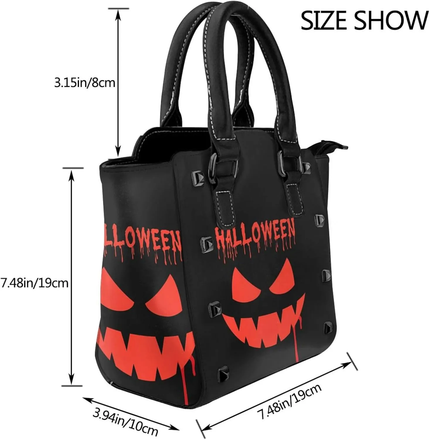 DWomen's Pu Leather Handbag Rivet Shoulder Bag Fashion Studded Top Handle Satchel Crossbody Tote Bag Punk Bag Purse
