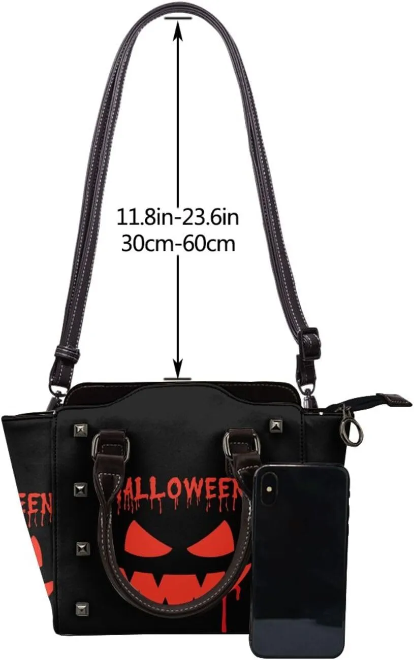 DWomen's Pu Leather Handbag Rivet Shoulder Bag Fashion Studded Top Handle Satchel Crossbody Tote Bag Punk Bag Purse