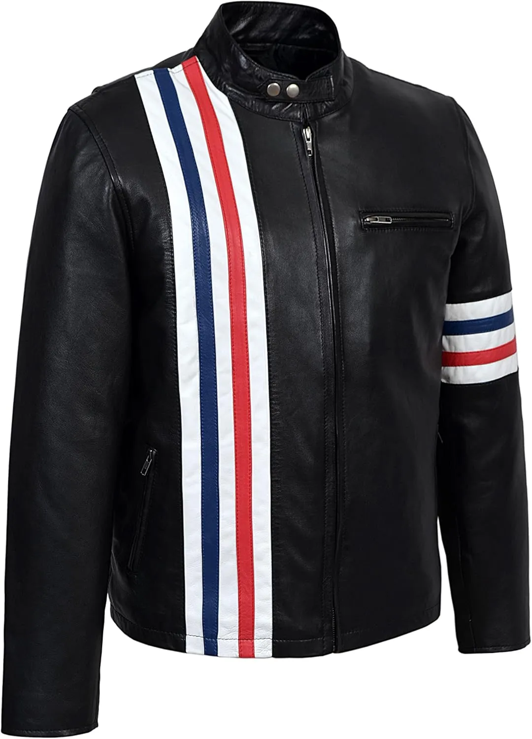 'Easy Rider' Men's Black Motorcycle Style Biker Real Lambskin Leather Jacket