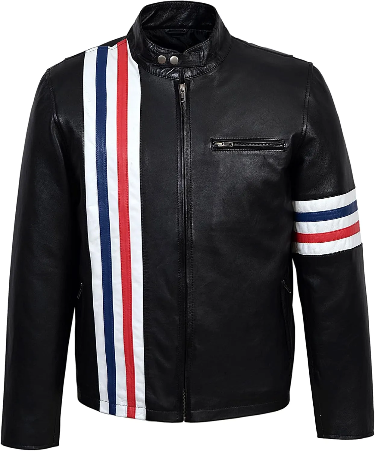 'Easy Rider' Men's Black Motorcycle Style Biker Real Lambskin Leather Jacket