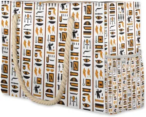 Egypt Art Large Beach Tote Bag Women Waterproof Sandproof Zipper Egyptian Culture Beach Bag for Pool Gym Grocery Travel with Wet Pocket