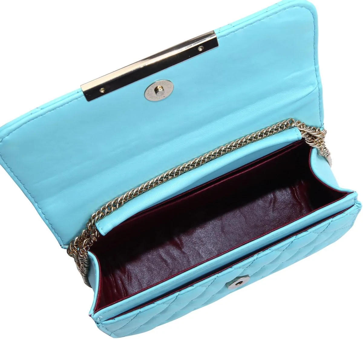 Elegant Smooth PU Leather Quilted Clutch Handbag Crossbody Shoulder Bag - Diff Colors