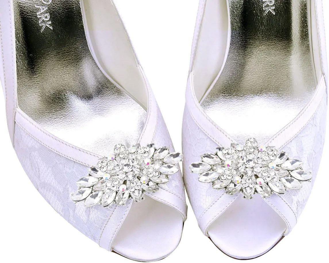 ELEGANTPARK Decorative Shoe Clips for Pumps Rhinestones Shoes Jewelry Clips Clutch Dress Hat Shoe Clip 2 Pcs