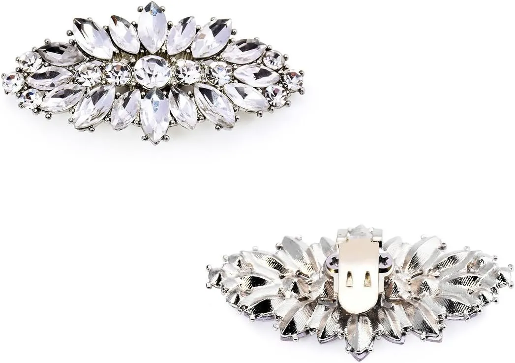 ELEGANTPARK Decorative Shoe Clips for Pumps Rhinestones Shoes Jewelry Clips Clutch Dress Hat Shoe Clip 2 Pcs