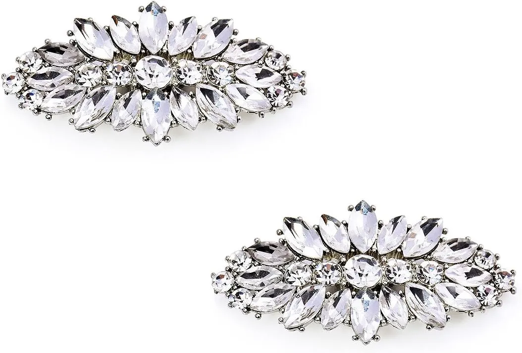 ELEGANTPARK Decorative Shoe Clips for Pumps Rhinestones Shoes Jewelry Clips Clutch Dress Hat Shoe Clip 2 Pcs