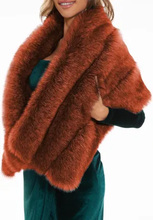 ELFJOY Luxury Faux Fur Shawl for Women Winter Fur Coat Wedding Party Fur Stole Wraps for Evening Dresses