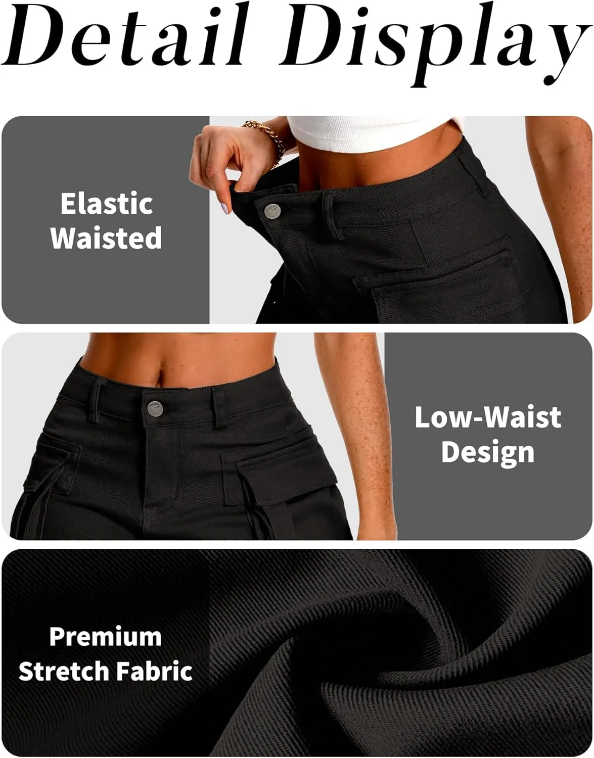 ELLEVEN High Stretch Denim Cargo Skirt for Women, Low Waist Y2k Mini Jean Skirt Cute Skirt with Pockets