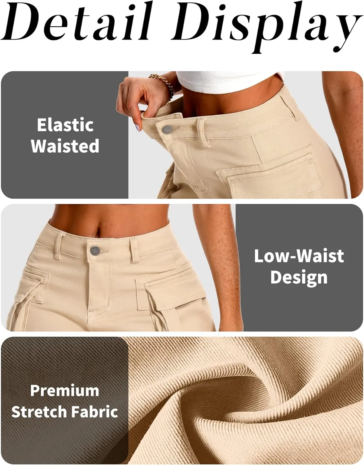 ELLEVEN High Stretch Denim Cargo Skirt for Women, Low Waist Y2k Mini Jean Skirt Cute Skirt with Pockets