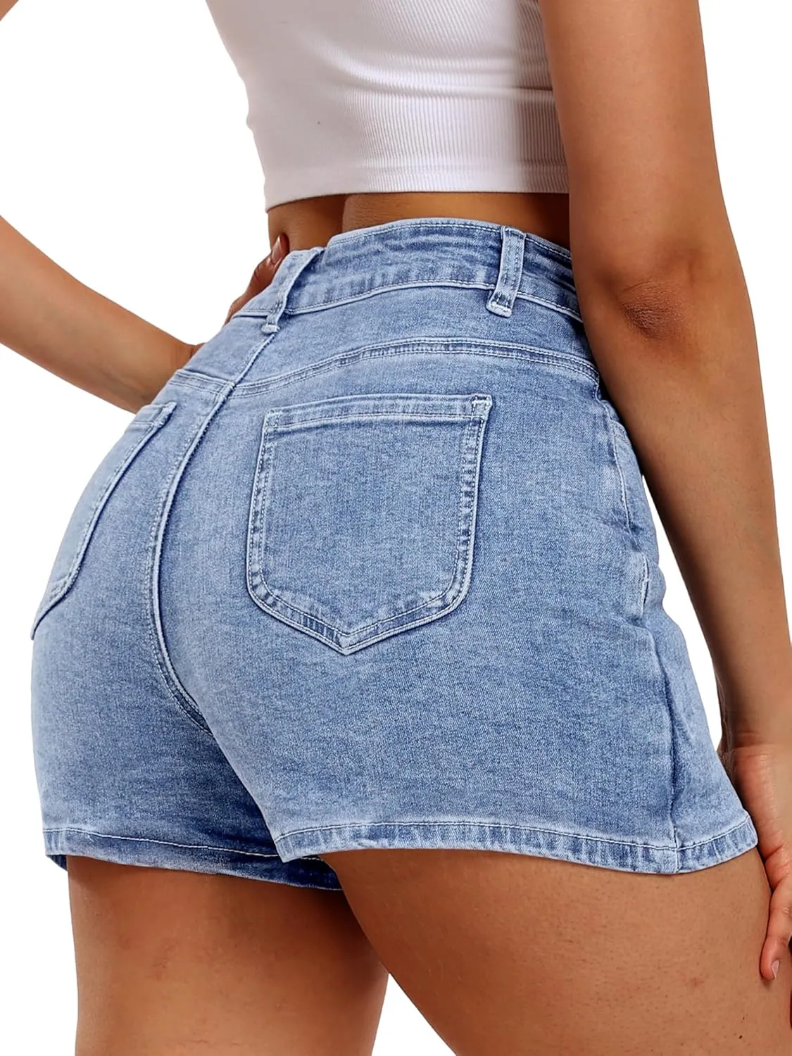 ELLEVEN High Stretchy Mini Skort Skirt for Women,Low Waist Denim Skort Shorts with Pockets