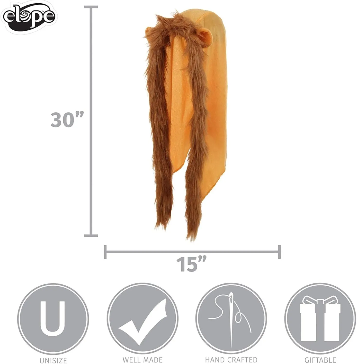 elope Furry Lion Costume Hood - Soft-Sculpted Ears with Faux Fur Trim, One Size Fits Most