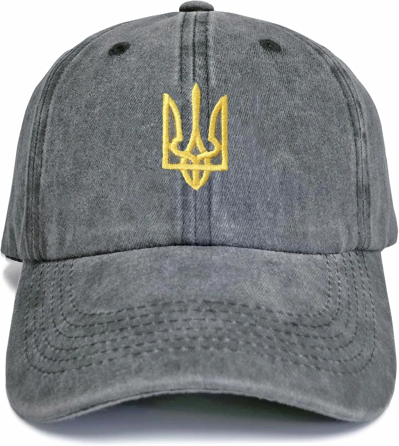 Embroidered Ukraine Hat Retro Vintage Washed Cotton Denim Baseball Caps