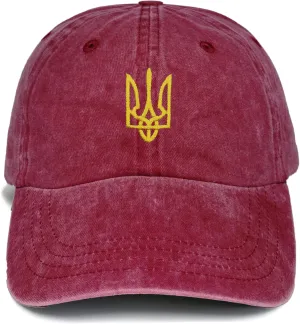 Embroidered Ukraine Hat Retro Vintage Washed Cotton Denim Baseball Caps