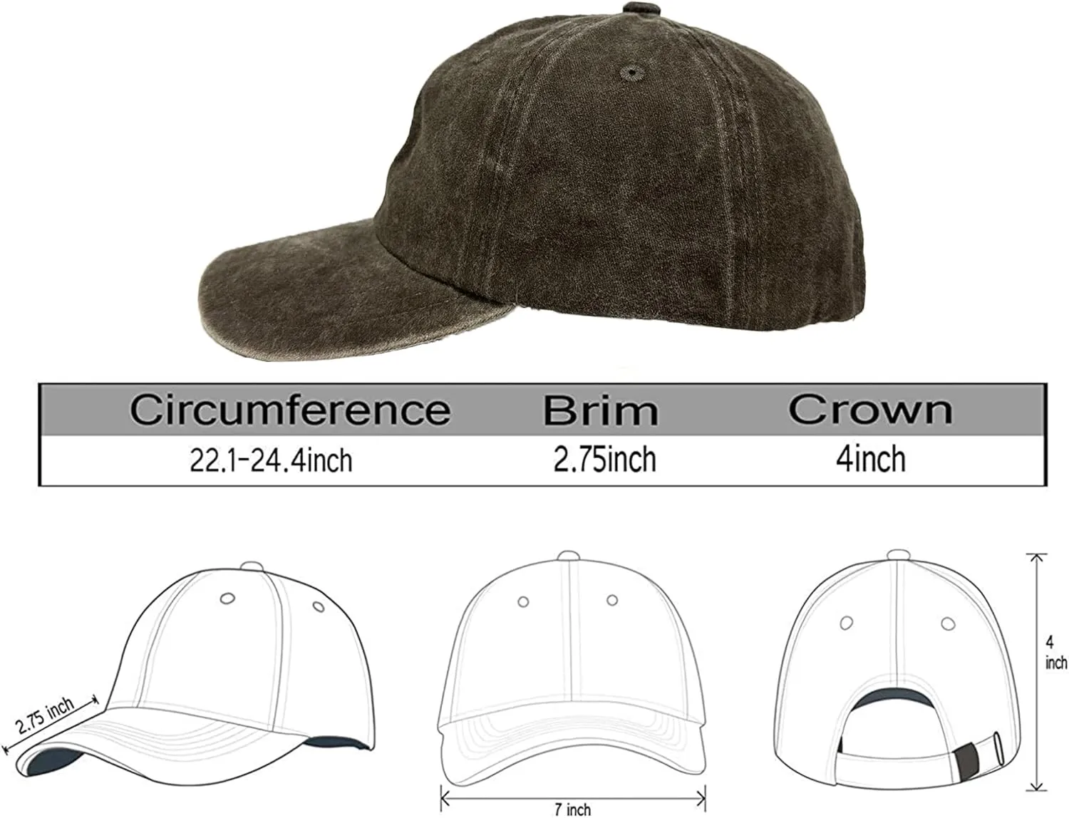 Embroidered Ukraine Hat Retro Vintage Washed Cotton Denim Baseball Caps