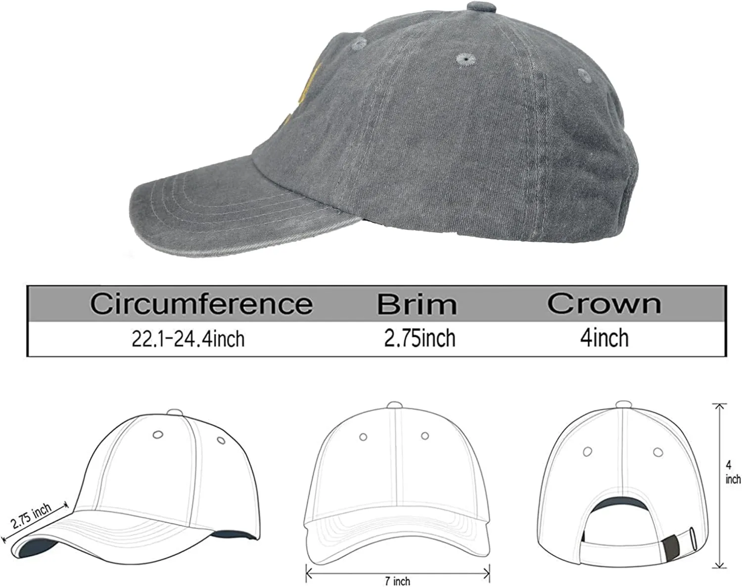 Embroidered Ukraine Hat Retro Vintage Washed Cotton Denim Baseball Caps