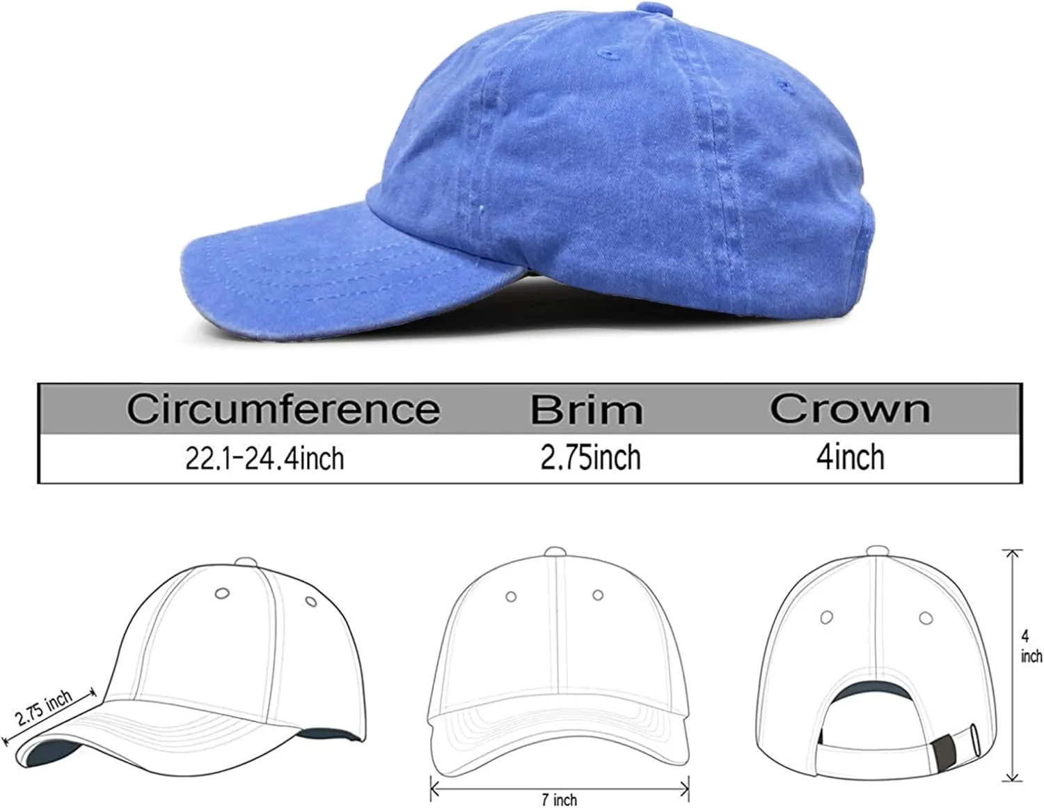 Embroidered Ukraine Hat Retro Vintage Washed Cotton Denim Baseball Caps
