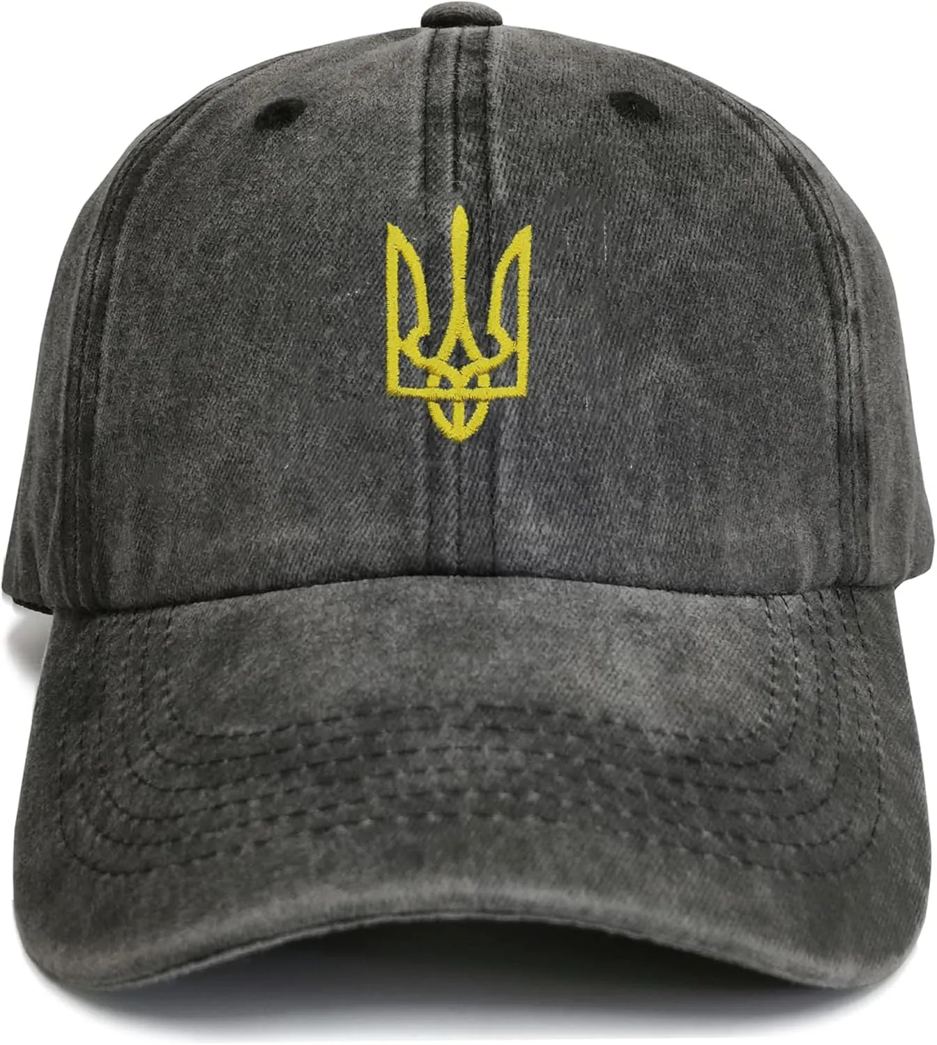 Embroidered Ukraine Hat Retro Vintage Washed Cotton Denim Baseball Caps