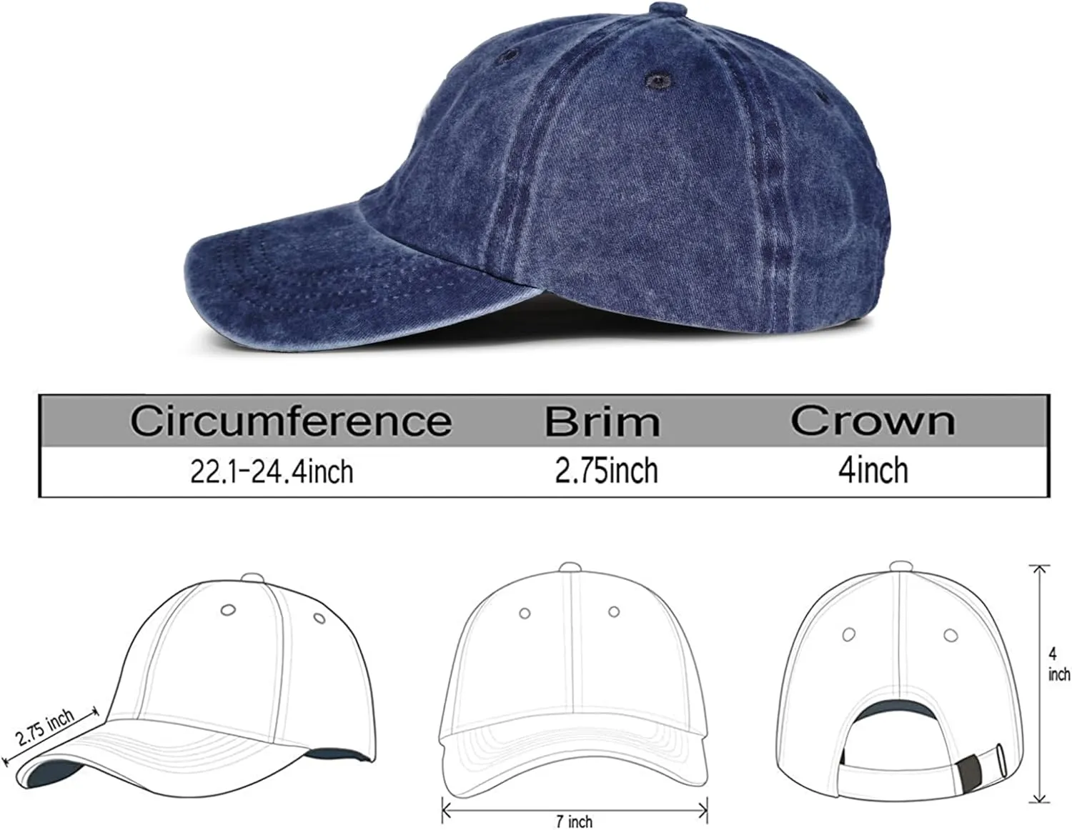 Embroidered Ukraine Hat Retro Vintage Washed Cotton Denim Baseball Caps