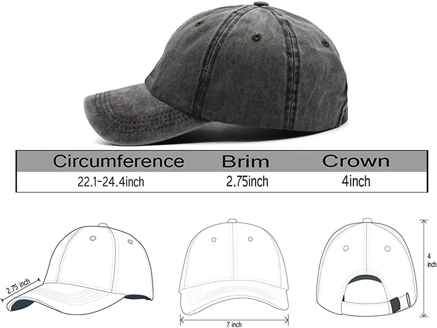 Embroidered Ukraine Hat Retro Vintage Washed Cotton Denim Baseball Caps