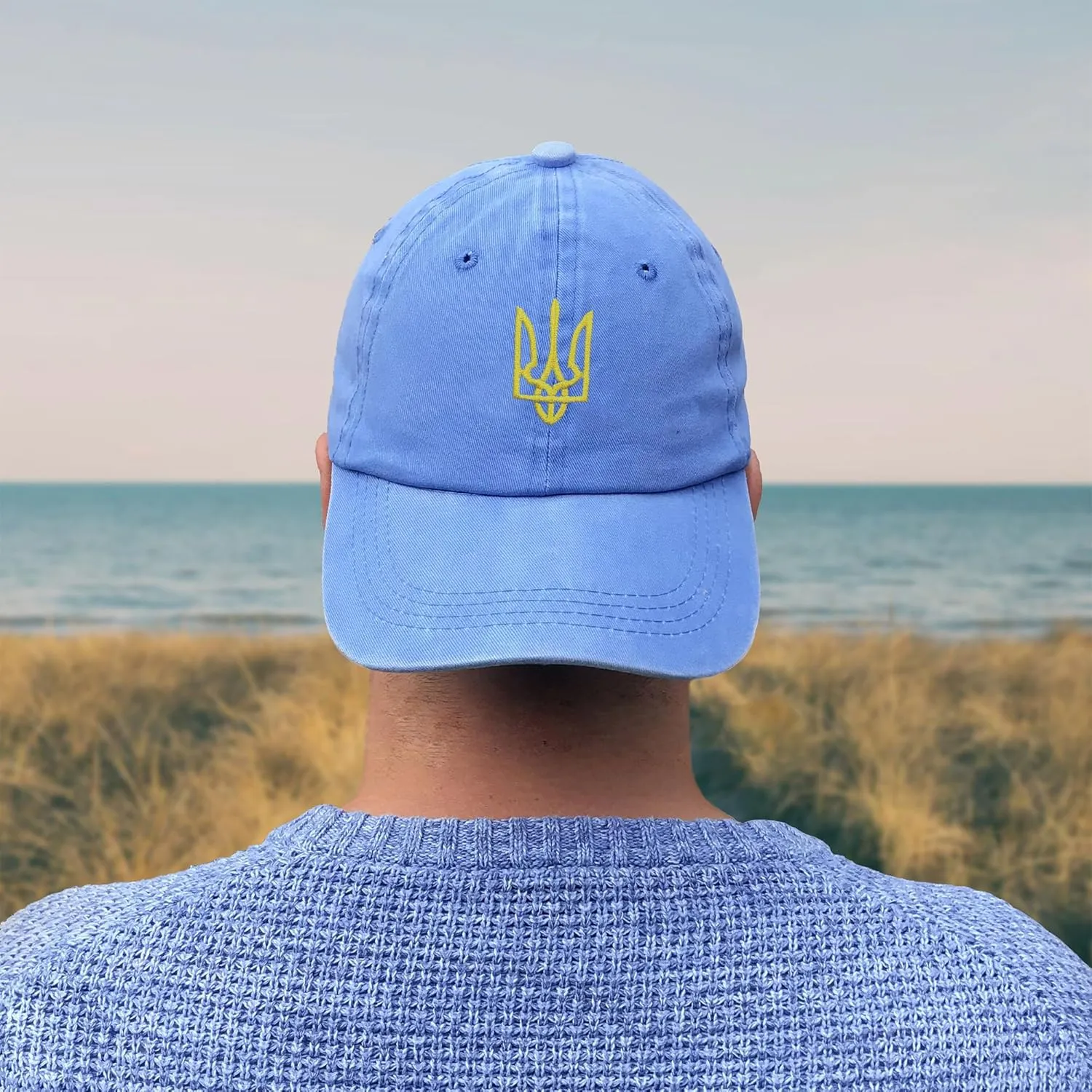 Embroidered Ukraine Hat Retro Vintage Washed Cotton Denim Baseball Caps