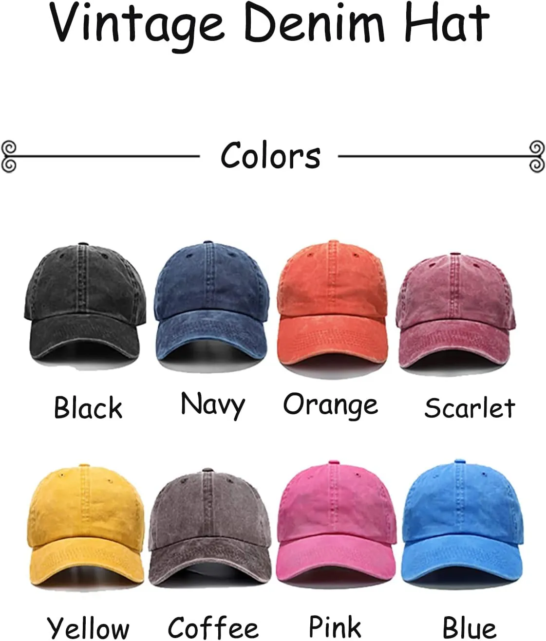 Embroidered Ukraine Hat Retro Vintage Washed Cotton Denim Baseball Caps