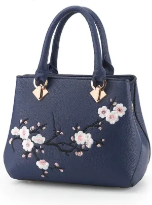 Embroidery Women Top Handle Satchel Handbags Shoulder Bag Tote Purse Messenger Bags Crossbody Bag