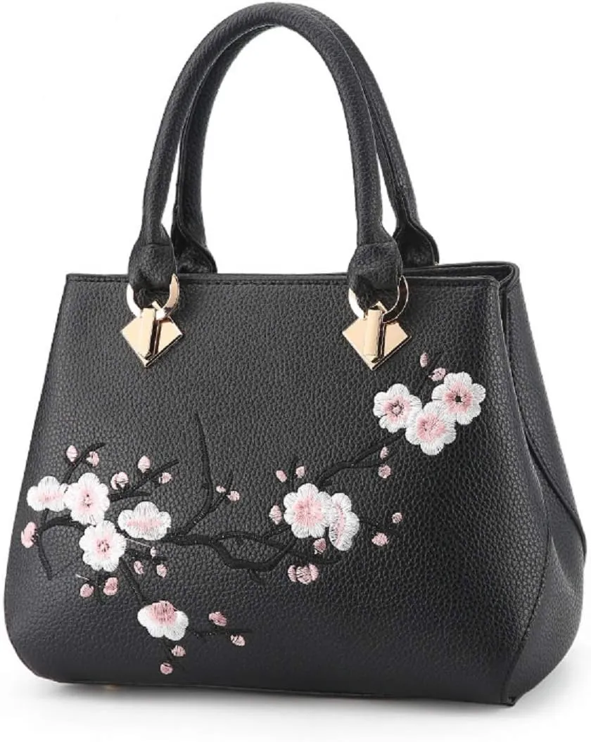 Embroidery Women Top Handle Satchel Handbags Shoulder Bag Tote Purse Messenger Bags Crossbody Bag