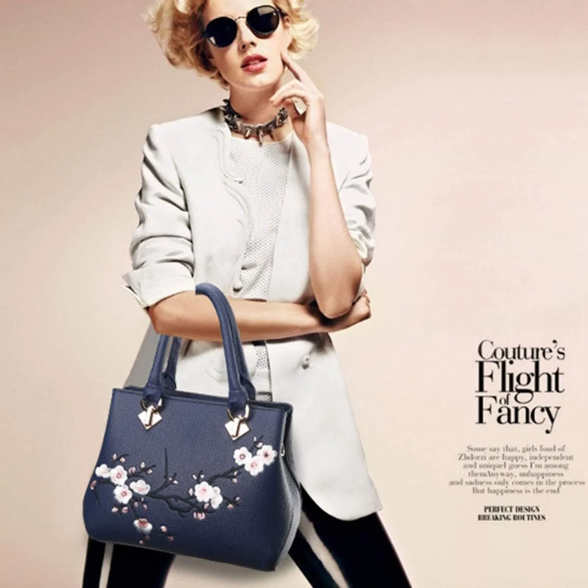 Embroidery Women Top Handle Satchel Handbags Shoulder Bag Tote Purse Messenger Bags Crossbody Bag