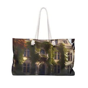 Enchanting Chateau Weekender Tote | Fancy Elegant Chic Ritzy Timeless Retreat Art | Canvas Travel Overnight Beach Pool Shoulder Bag 24" × 13"