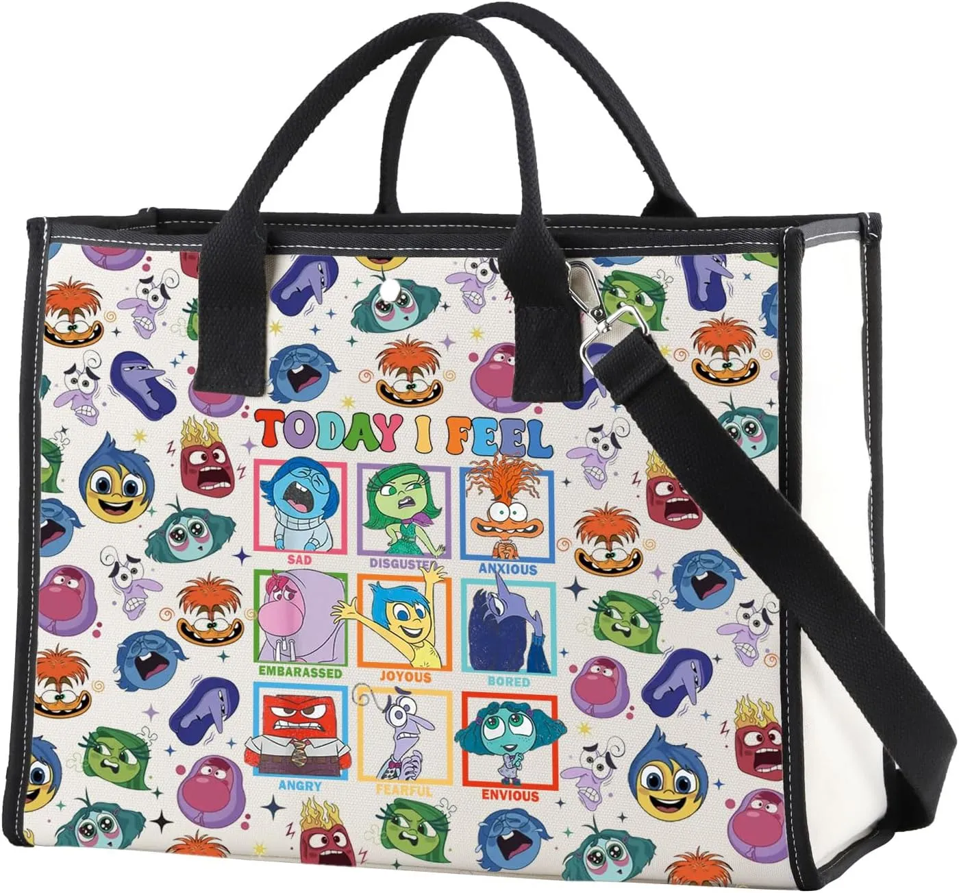 ENSIANTH Cartoon Emotions Inspired Gift All The Feelings Characters Tote Bag Joy Anger Fear Sadness Railay Emotion Team Gift