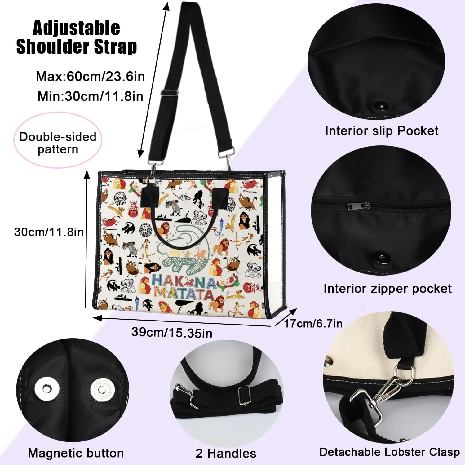 ENSIANTH The Lion Inspire Gift Lion lover Tote Bag Animal Kingdom Gift Cartoon Fans Handbag Animal King Movie Merch