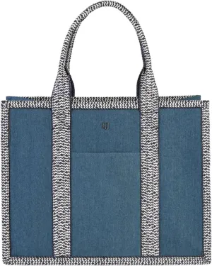 Eric Javits Cote D'Azur Tote Bag - Canvas & Squishee Straw Beach Bags for Women with Zip Pouch & 3 Outer Pockets