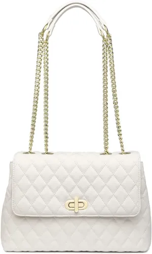 ER.Roulour Quilted Crossbody Bags for Women, Trendy Roomy Shoulder Handbags with Flap Gold Hardware Chain Purses Shoulder Bag