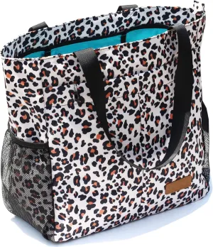 ESVAN Original Floral Tote Bag Large Shoulder Bag with Multi Pockets for Gym Travel Beach Daily Bags