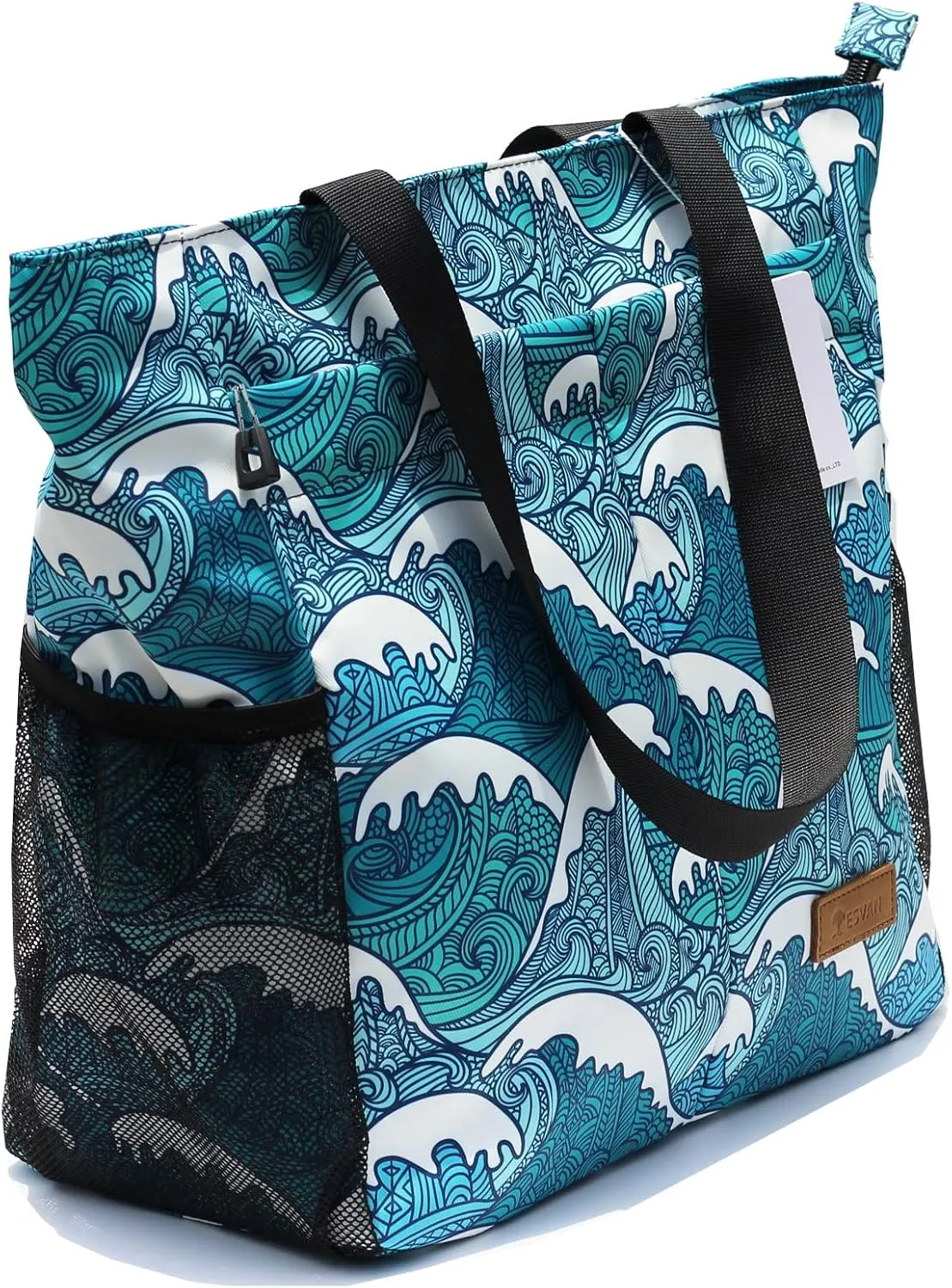 ESVAN Original Floral Tote Bag Large Shoulder Bag with Multi Pockets for Gym Travel Beach Daily Bags
