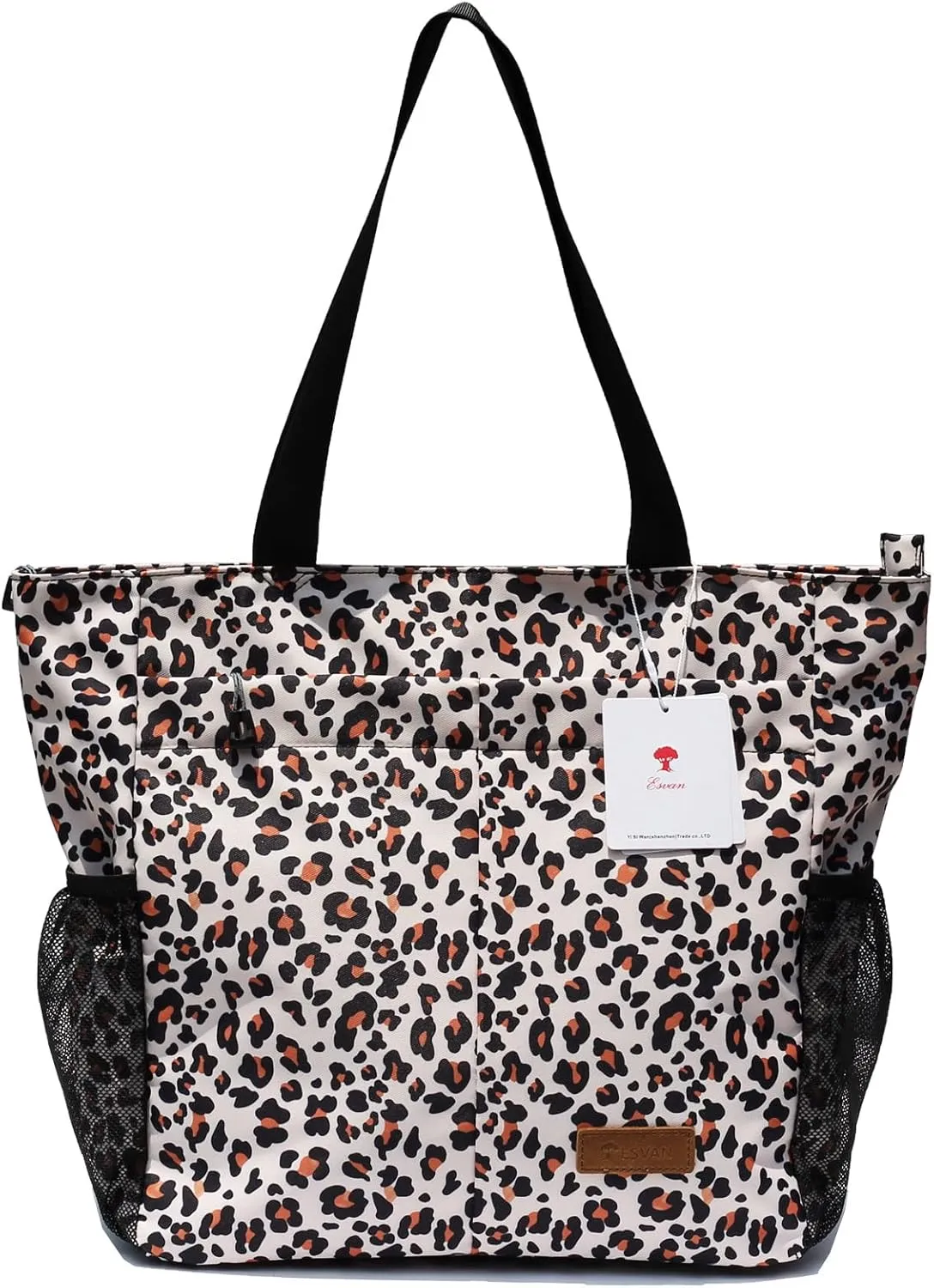 ESVAN Original Floral Tote Bag Large Shoulder Bag with Multi Pockets for Gym Travel Beach Daily Bags