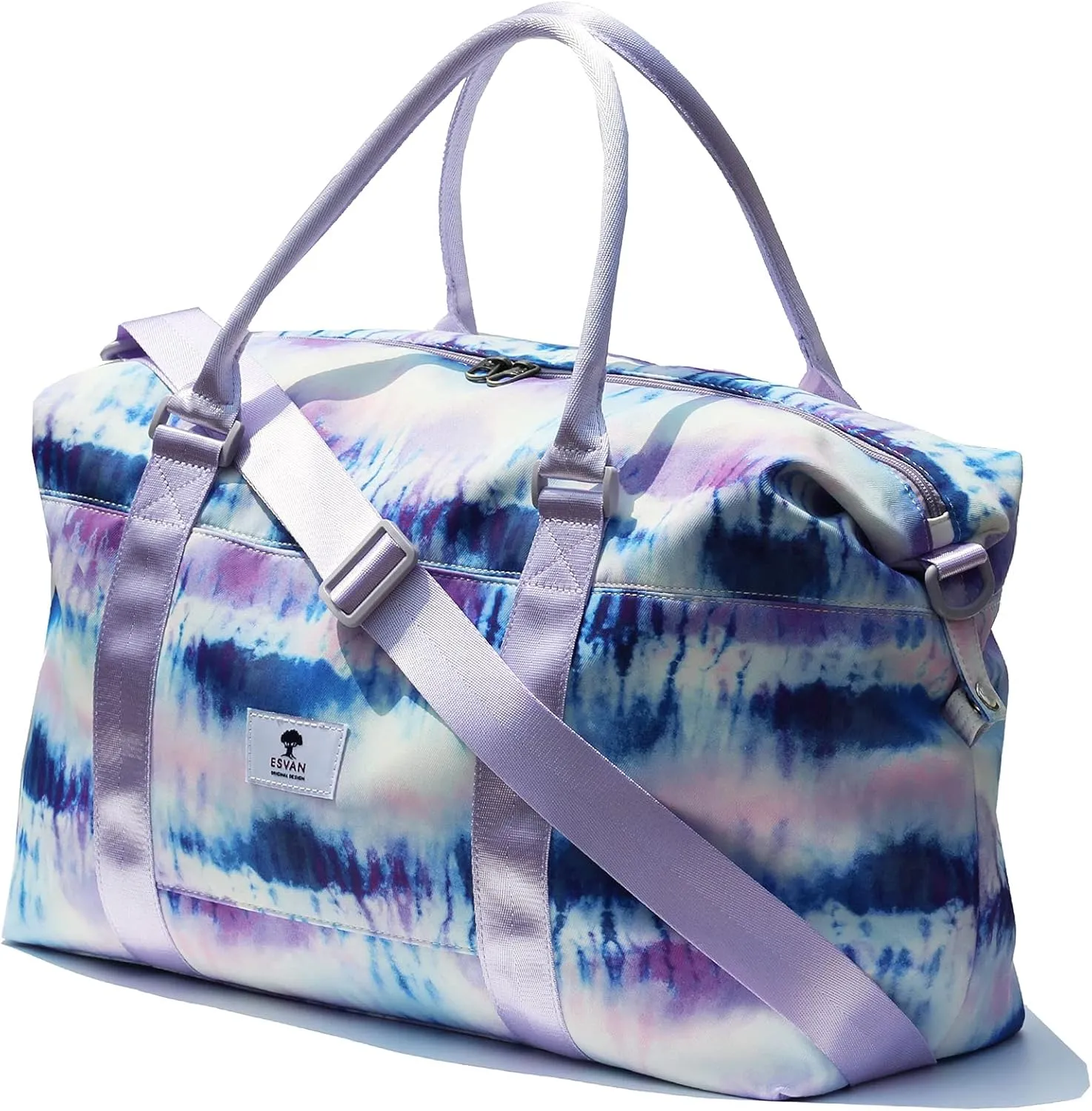 ESVAN Travel Tote Duffel Gym Bag,Weekender Overnight Carry-on Tote Crossbody Bag with Wet Pocket and Trolley Sleeve Upgraded