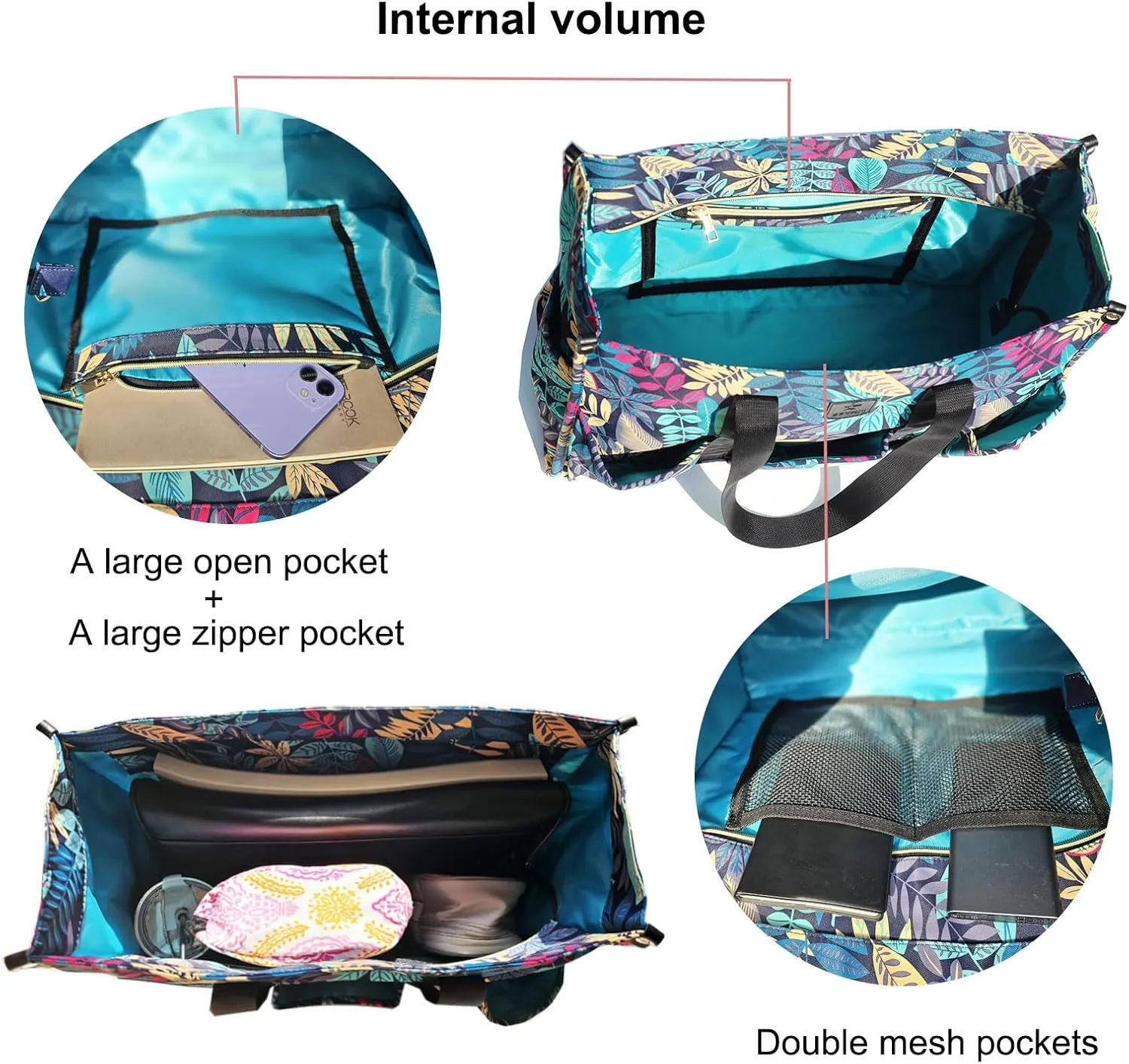 ESVAN Utility Tote Bag with Zip Top Waterproof Teacher Tote Bag for Teacher Work Women Beach