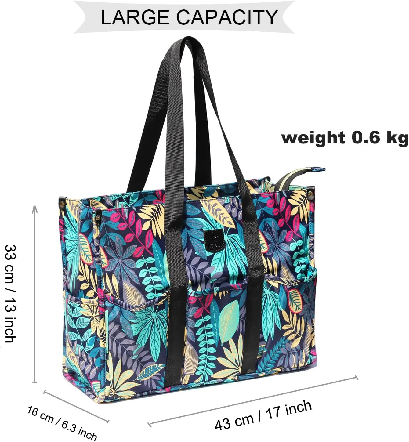 ESVAN Utility Tote Bag with Zip Top Waterproof Teacher Tote Bag for Teacher Work Women Beach