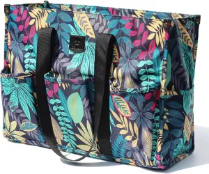 ESVAN Utility Tote Bag with Zip Top Waterproof Teacher Tote Bag for Teacher Work Women Beach