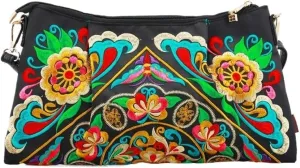 Ethnic Embroidered Crossbody Bag Casual Canvas Small Bag With Large Capacity For Mobile Phone And Coins