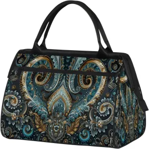 Ethnic Texture Solemn Large Travel Duffel Bag Gym Tote Bag for Women Men Waterproof Weekend Overnight Bag Carry On Tote Luggage with Pocket Personal Item Bags Sports Bag fit Travel Sports Gym Yoga