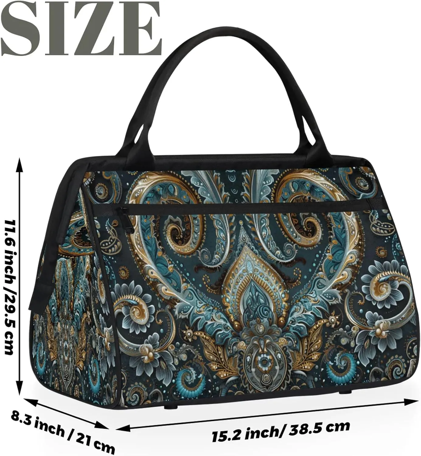 Ethnic Texture Solemn Large Travel Duffel Bag Gym Tote Bag for Women Men Waterproof Weekend Overnight Bag Carry On Tote Luggage with Pocket Personal Item Bags Sports Bag fit Travel Sports Gym Yoga