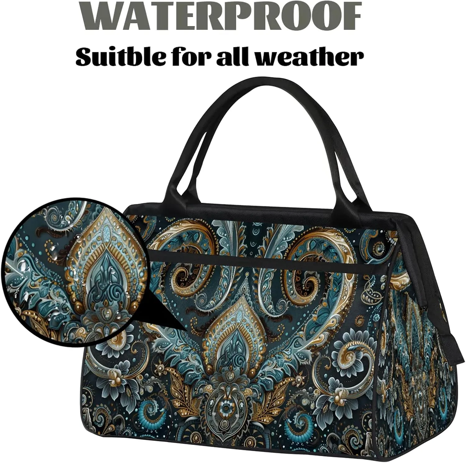 Ethnic Texture Solemn Large Travel Duffel Bag Gym Tote Bag for Women Men Waterproof Weekend Overnight Bag Carry On Tote Luggage with Pocket Personal Item Bags Sports Bag fit Travel Sports Gym Yoga
