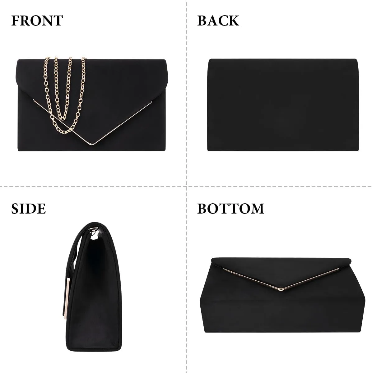 Evening Bag Clutch Purses for Women, Rhinestones Purse, Sparkling Envelope Evening Bag with Detachable Chain