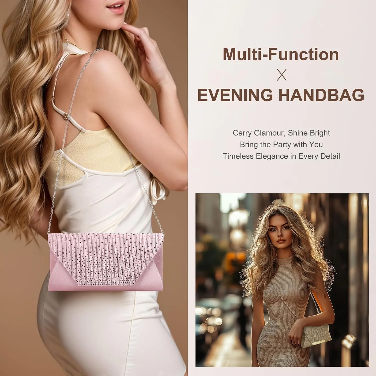 Evening Bags Clutch Purses for Women Formal, Purse Handbag Crossbody Bag Crystal Rhinestone with Chain Strap Shoulder Bag Sparkly for Wedding Guest Party Deep Blue