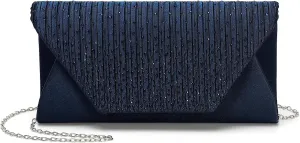 Evening Bags Clutch Purses for Women Formal, Purse Handbag Crossbody Bag Crystal Rhinestone with Chain Strap Shoulder Bag Sparkly for Wedding Guest Party Deep Blue